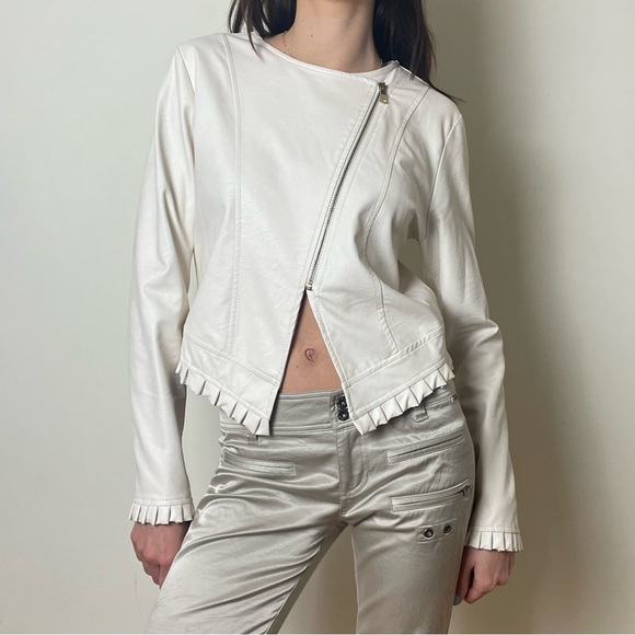 Simili-leather cropped jacket - Picture 2 of 4